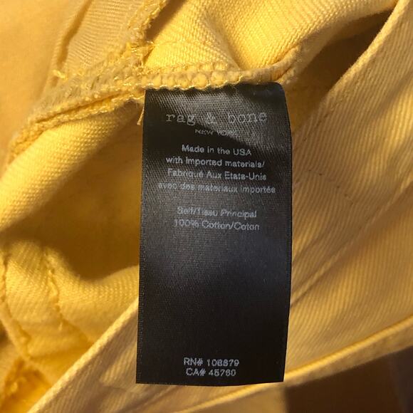 Rag & Bone Straight Leg Ankle Length Jeans in Sunrise Yellow Size 23 - Picture 9 of 11